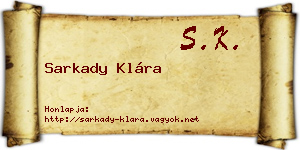 Sarkady Klára névjegykártya